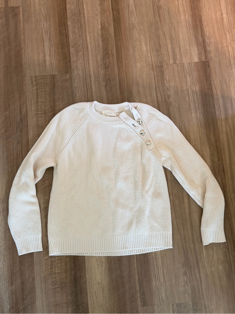 SÉZANE Cream Button-Detail Women's Sweater